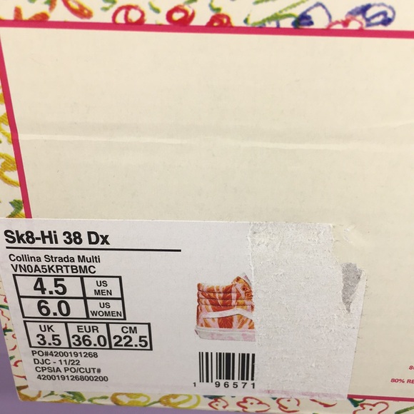 NWT Vans SK8 Hi 38 DX Collina Strata Hi Top Sneakers Women’s 6 - Picture 8 of 10